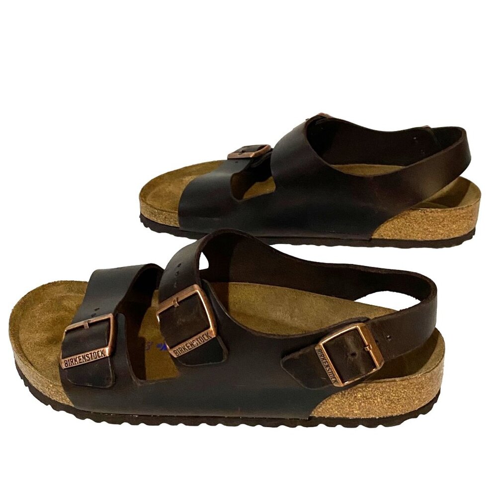 Birkenstock Black Two-Buckle Leather Sandals with Cork Footbed - Picture 5 of 8